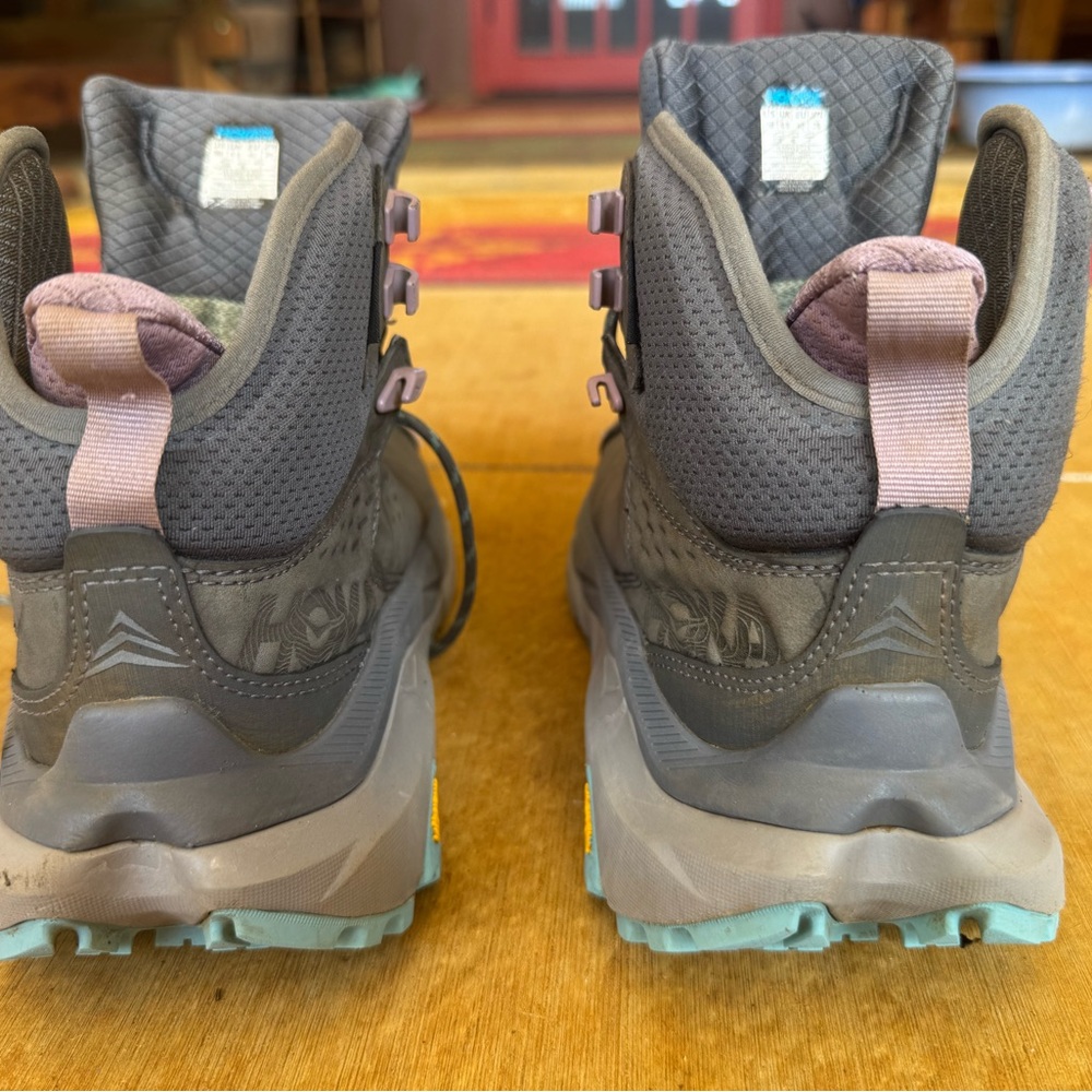Hoka One One Gray and Teal Athletic Shoes - Picture 3 of 8